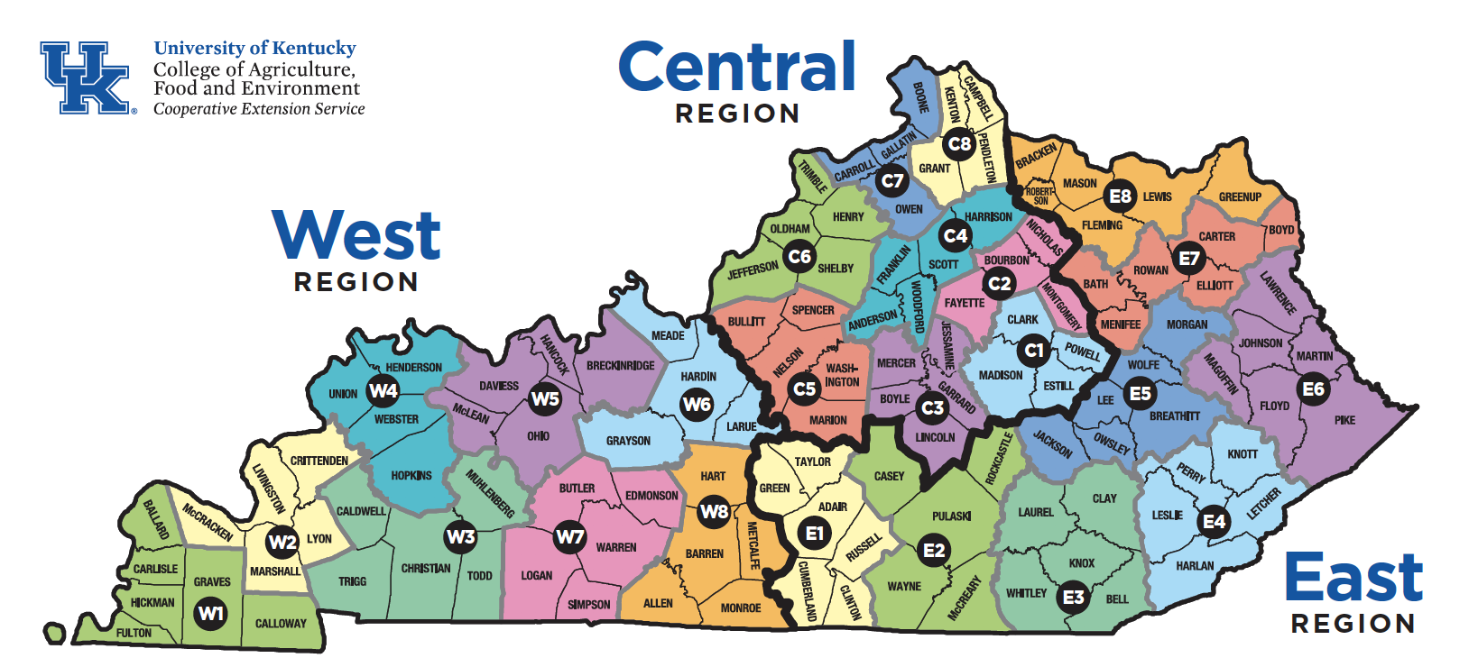 Kentucky Cooperative Extension is divided into three regions